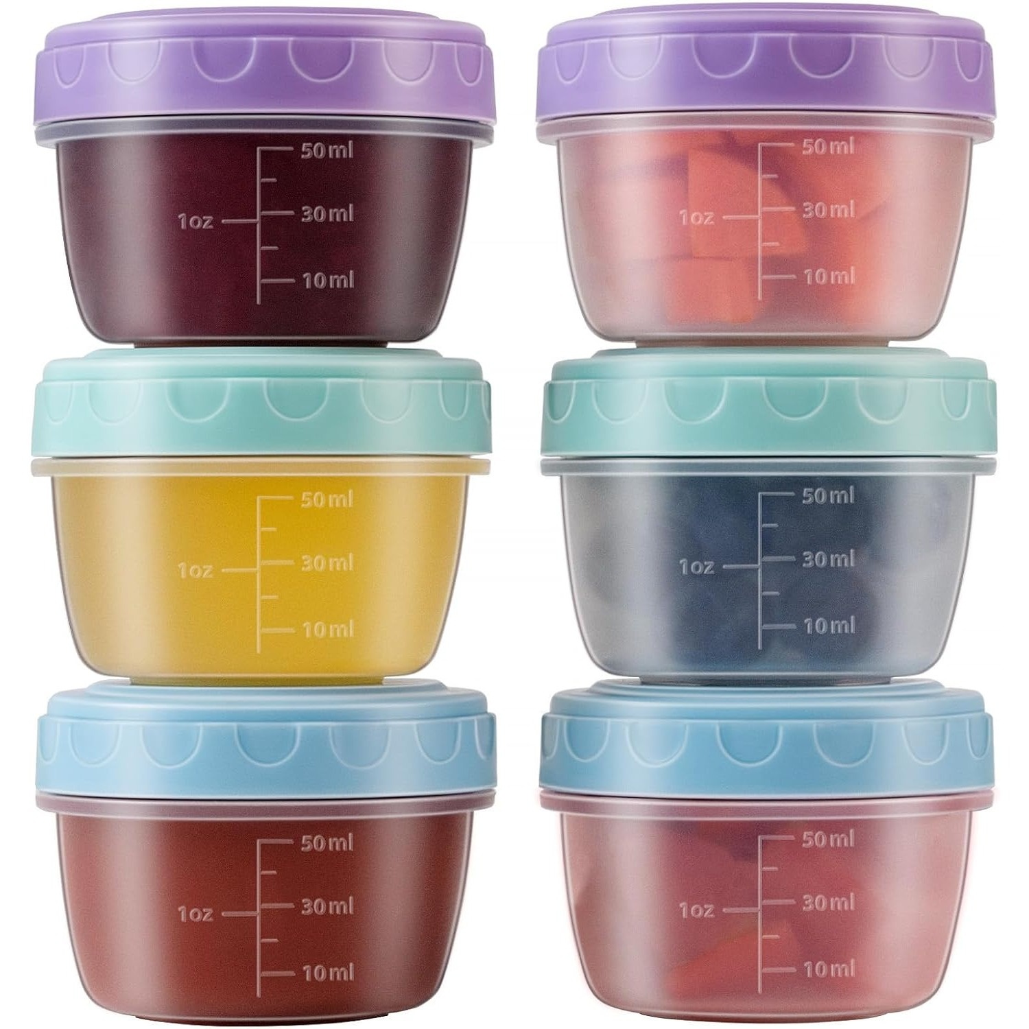 Baby Food Jars - 1-6パック 2.7オンス サラダドレッシング容器 蓋付き 小さな調味料容器 ランチボックス用の小さなソース容器
