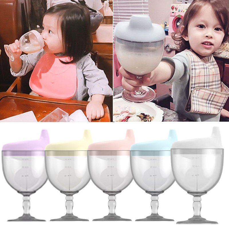 Baby Food Glass Jars - 150 ミリリットルベビー学習飲料ボトルノベルティワイングラス型シッピーカップ蓋付き子供 Toldder 授乳ボトル幼児授乳カップ