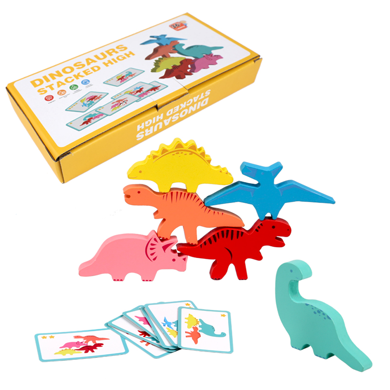 Baby Food Game - 木製バランスブロックのおもちゃ子供のための動物恐竜ビルディングスタッキング高ボードゲーム木製モンテッソーリおもちゃ男の子キッズギフト