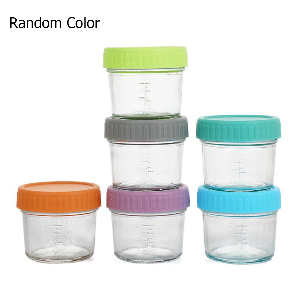Baby Food Jars - 6個入り 多目的ガラス製ベビーフードジャー 再利用可能 目盛り付き ディップソースカップ 蓋付きで漏れ防止