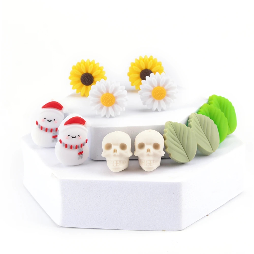 Baby Food Name - LOFCA-シリコンベビー歯が生えるビーズ,10個,ブナの植物,食品グレードの赤ちゃん用シリコンビーズ,おしゃぶりチェーン,DIYギフト