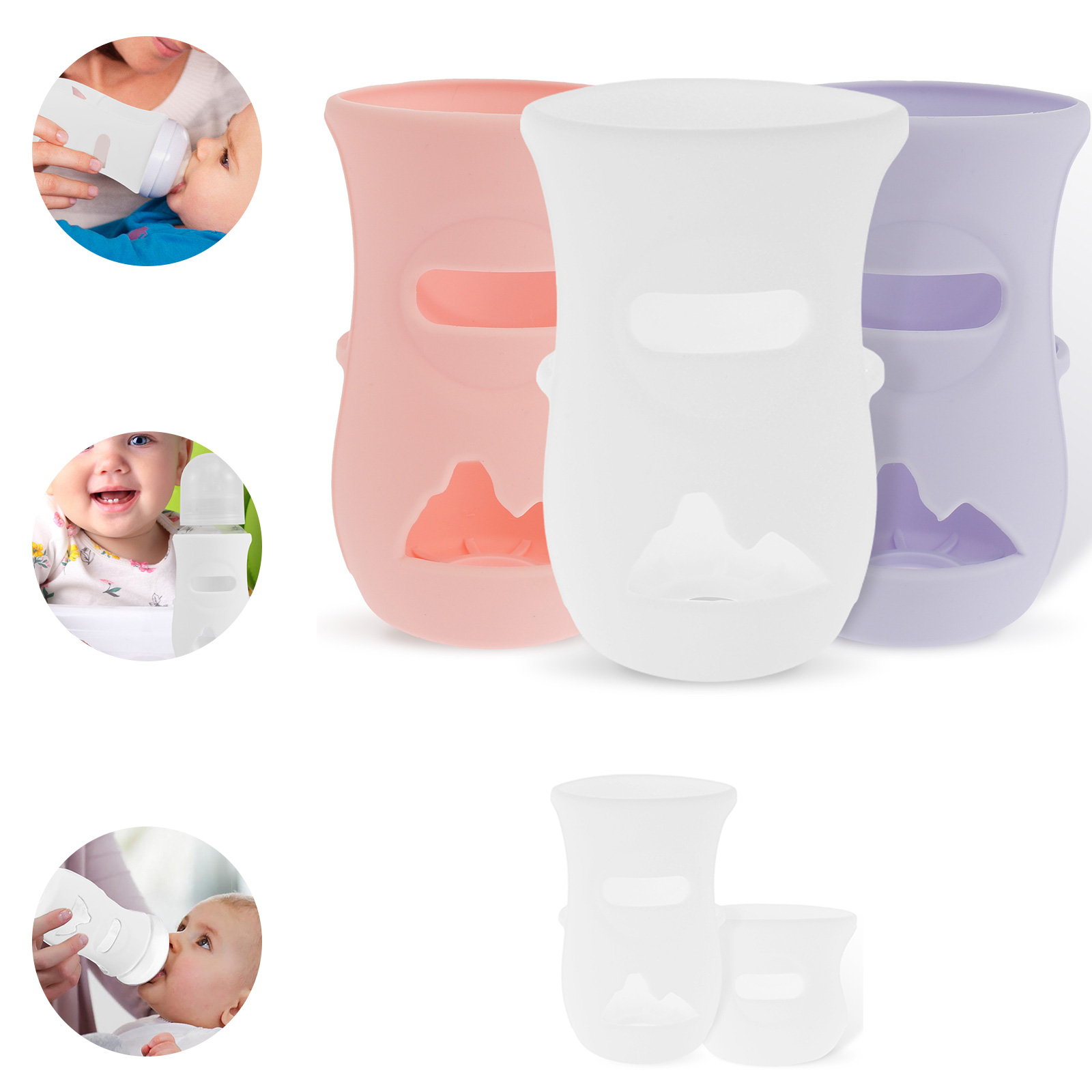 Baby Food Jars - シリコンスリーブ シリコン哺乳瓶カバー 断熱ガラスボトル AVENT ガラスナチュラル哺乳瓶 4/8オンスと互換性あり