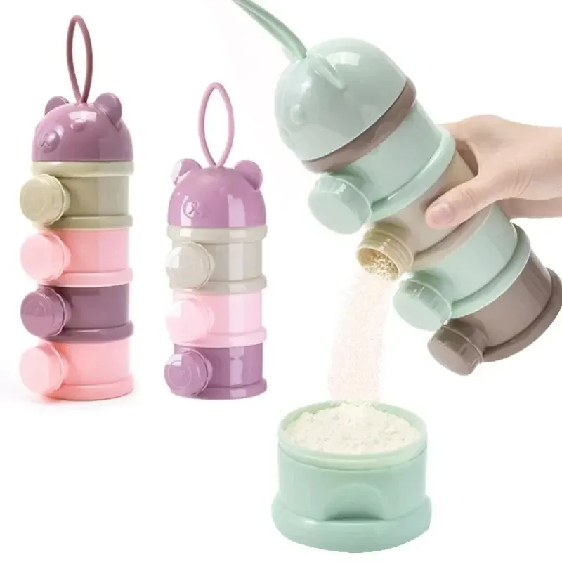 Baby Food Year Old - ベビーフードボックス こぼれ防止 1歳から6歳向け フードコンテナディスペンサー、3段/4段ポータブルミルク粉末保存容器