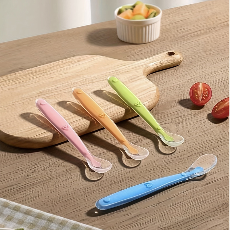 Baby Food Utensil - 1/2個入り ソフトチップベビーシリコンスプーン 安全なベビー用給餌スプーン、子供用幼児用トレーニング用セルフフィーディング食器