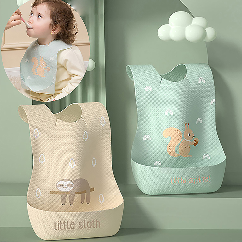Feeding Baby Food - 赤ちゃん用の調節可能な防水よだれかけ,子供用の授乳用品,食べ物のキャッチャー,使い捨て,漫画,唾液タオル