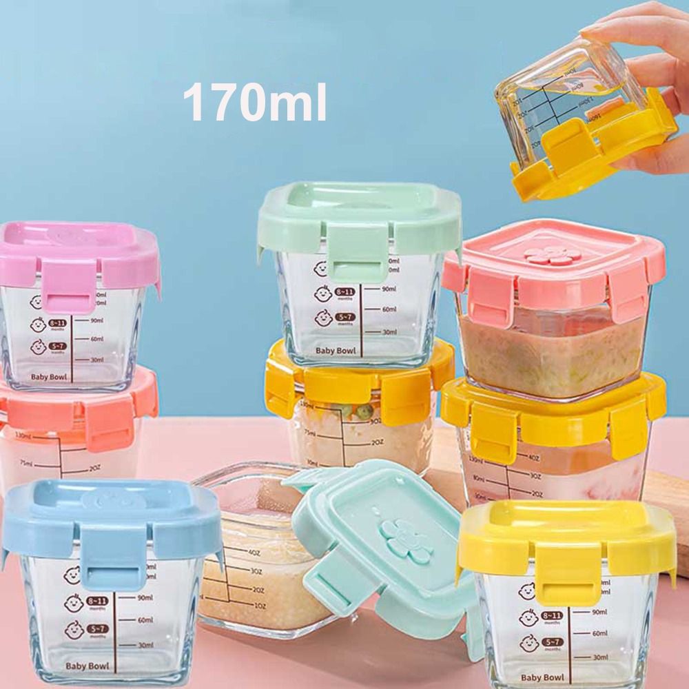 Baby Food Jars - 小さな石、ベビーカップ、電子レンジ対応、冷凍用のガラス食品収納ボックス、170ml