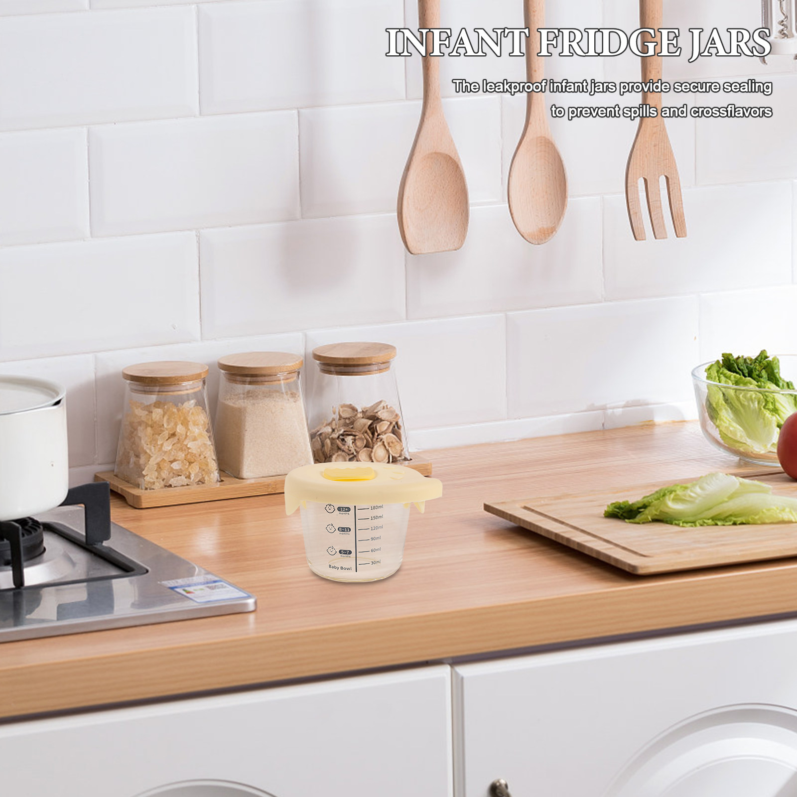 Baby Food Glass Jars - 2個セット ベビーフード保存容器 ガラス製 密閉容器 230ml 電子レンジ・冷凍庫対応