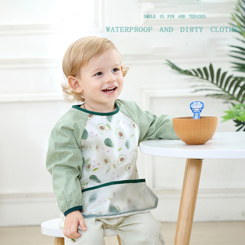 Baby Food Year Old - 0-3歳児用オーバーオール防水長袖リバースドレスベビーフード服エプロン綿子供用オーバーオールよだれかけ