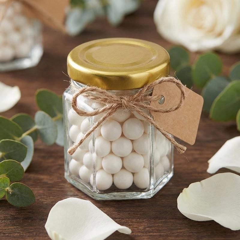 Baby Food Glass Jars - ミニ六角形ジャー 蓋付き スパイス、蜂蜜、ジャム、結婚式の記念品、キッチン収納に最適な透明ジャー
