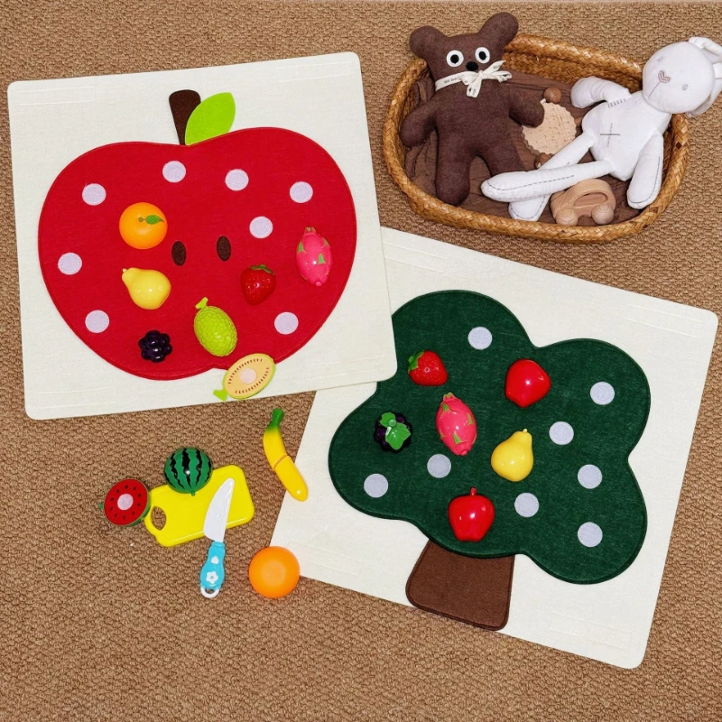 Baby Food Under 1 Year - ベビーフェルトボードプレイフードおもちゃ ウォールステッカー 果物野菜ごっこ遊び キッチンゲーム 微細運動能力向上 早期教育玩具