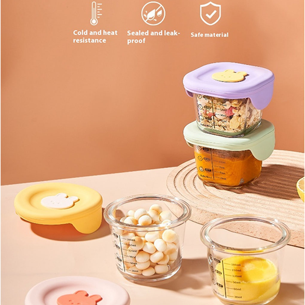 Baby Food Glass Jars - 4 パック/ロット子供用ガラス製ベビーフードジャー スケール付き蓋付き 無毒保存容器 ベビーフード容器 4