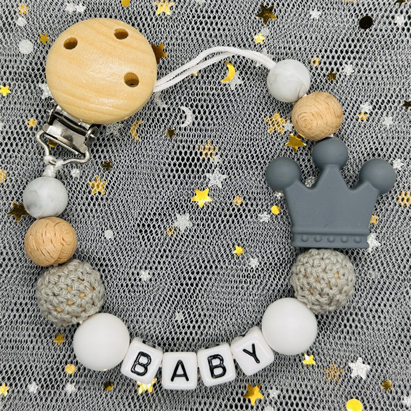 赤ちゃんやおしゃぶり用のパーソナライズされたブナ材の縫い付け - Baby Food Name のレビューと価格