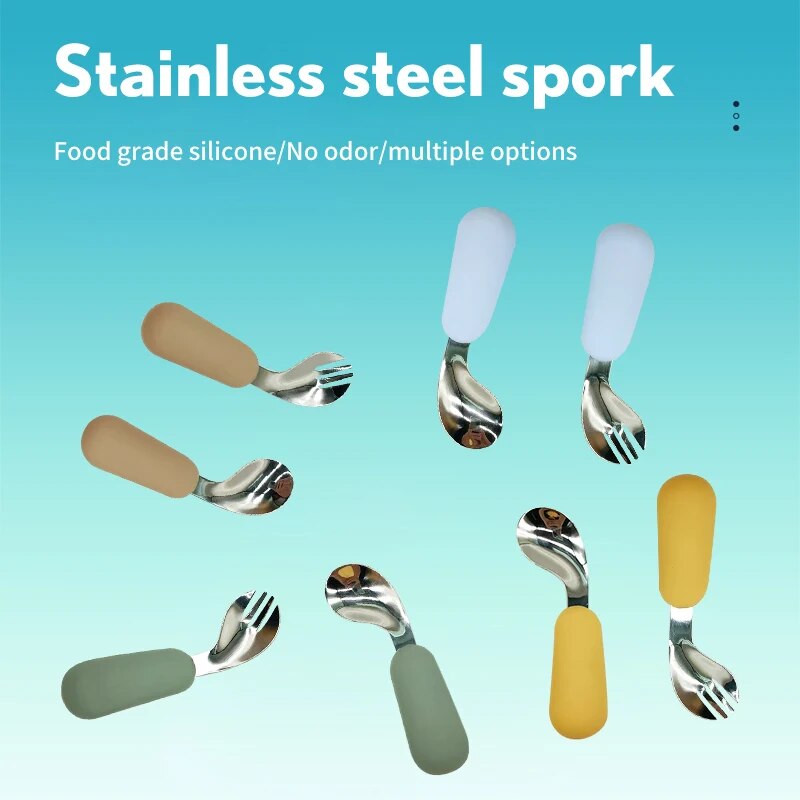 赤ちゃんのスプーンとフォークのセット,子供の道具,かわいいカ - Baby Food Utensil のレビューと価格