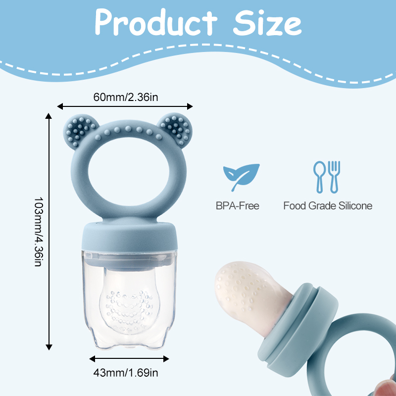 シリコン製クマ型ベビーフルーツフィーダー、新鮮な果物用乳首型 - Baby Food Healthy のレビューと価格