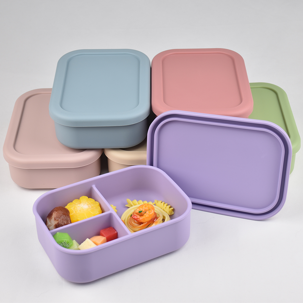 3つのコンパートメントに分かれた食品グレードシリコン製弁当箱 - Baby Food Jars のレビューと価格