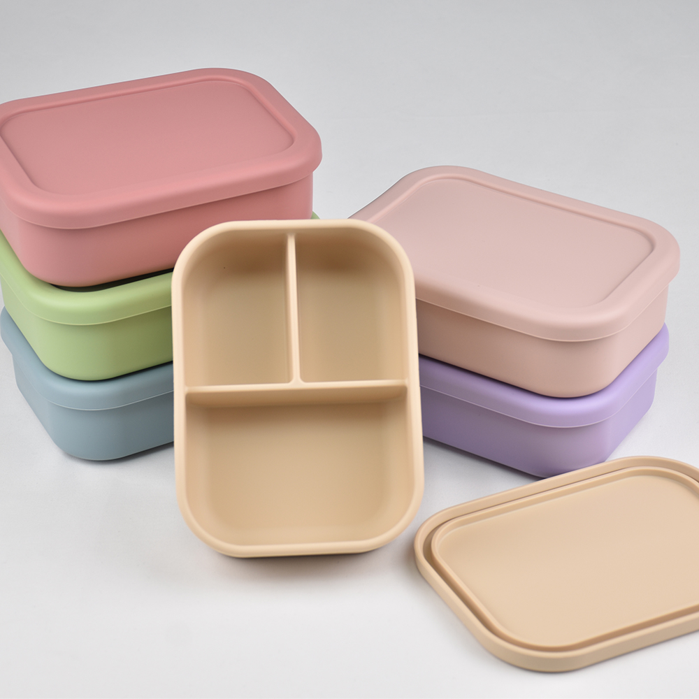 3つのコンパートメントに分かれた食品グレードシリコン製弁当箱 - Baby Food Jars のレビューと価格