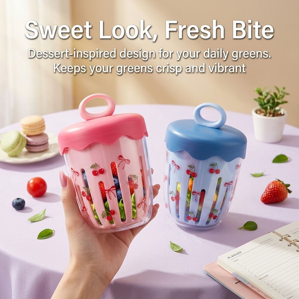 プラスチック製サラダカップ、水切り付きフルーツ容器、フォーク - Baby Food Yogurt のレビューと価格