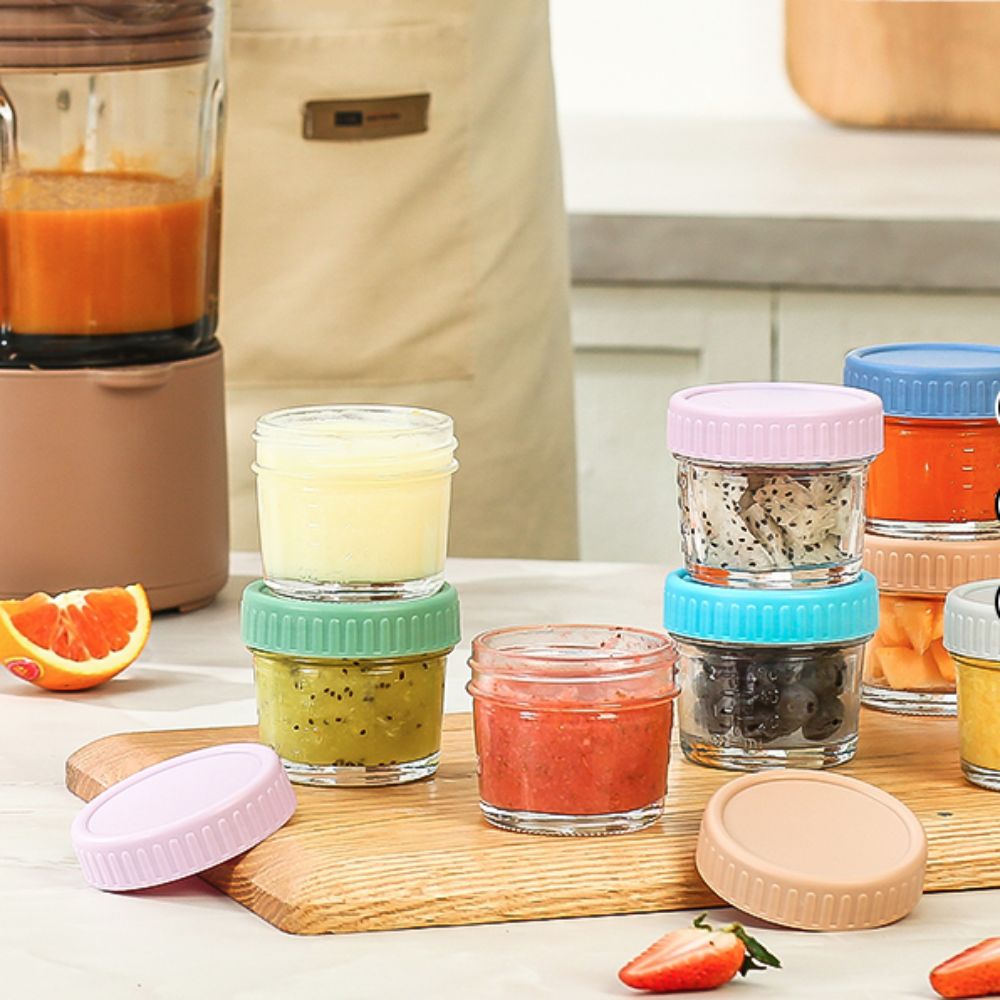 6個入りメイソンジャー ガラス製ベビーフードジャー 再利用可 - Baby Food Jars のレビューと価格