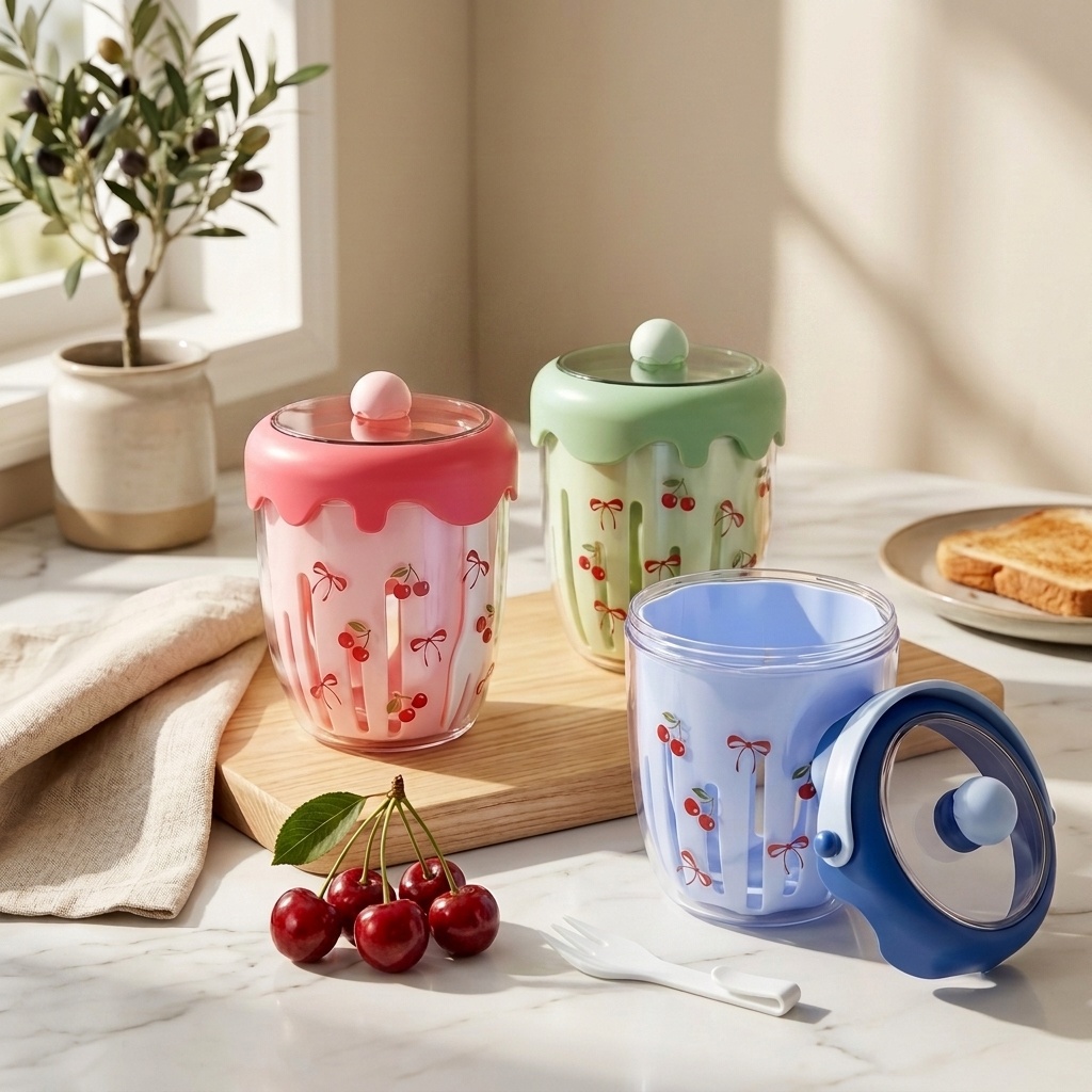 持ち運び可能なプラスチック製サラダオートミール容器、蓋とフォ - Baby Food Yogurt のレビューと価格