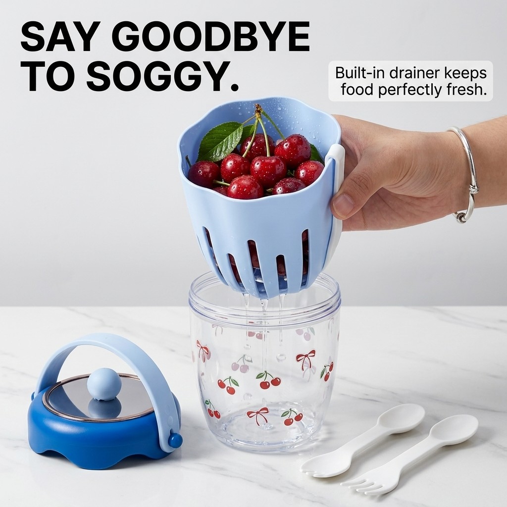 持ち運び可能なプラスチック製サラダオートミール容器、蓋とフォ - Baby Food Yogurt のレビューと価格