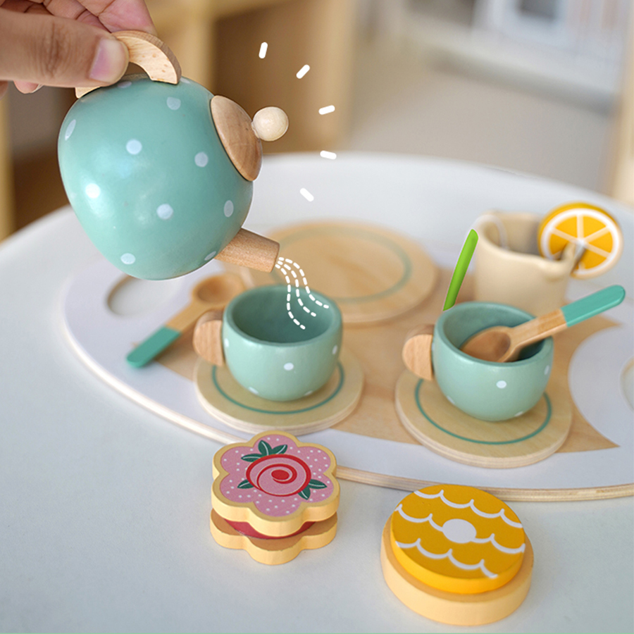 木製アフタヌーンティーセットおもちゃごっこ遊び食べ物学習ロー - Baby Food Under 1 Year のレビューと価格