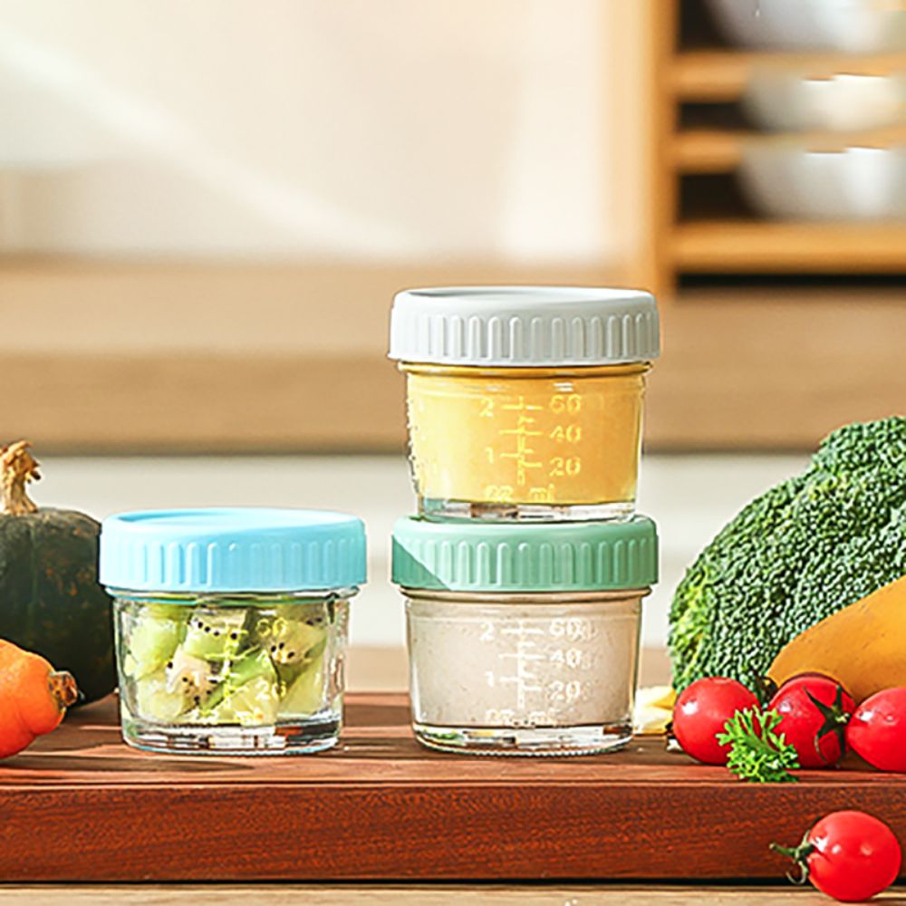 6個入り 多目的ガラス製ベビーフードジャー 再利用可能 目盛 - Baby Food Jars のレビューと価格
