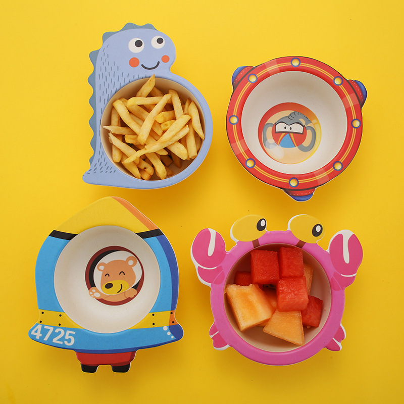 竹繊維の漫画の給餌ボウル,子供用食器,天然環境にやさしい食品 - Baby Food Healthy のレビューと価格
