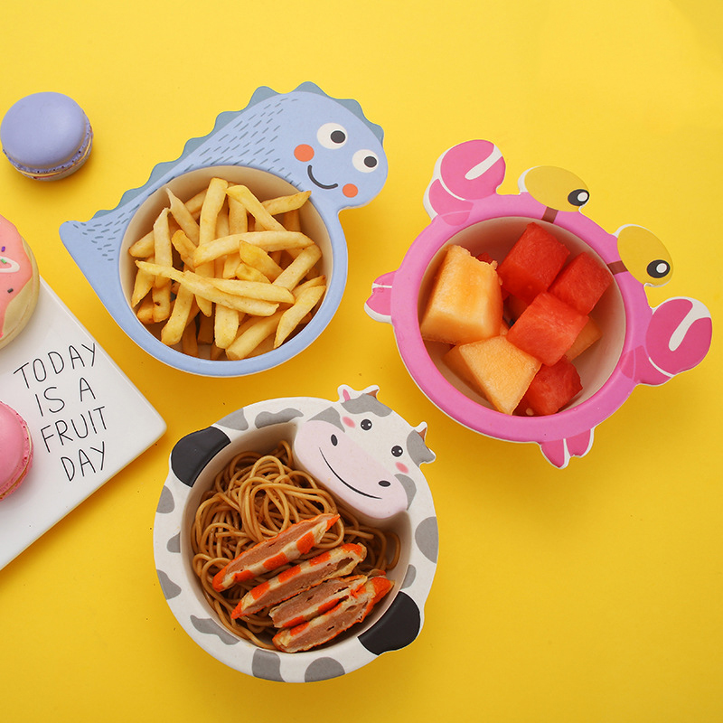 竹繊維の漫画の給餌ボウル,子供用食器,天然環境にやさしい食品 - Baby Food Healthy のレビューと価格