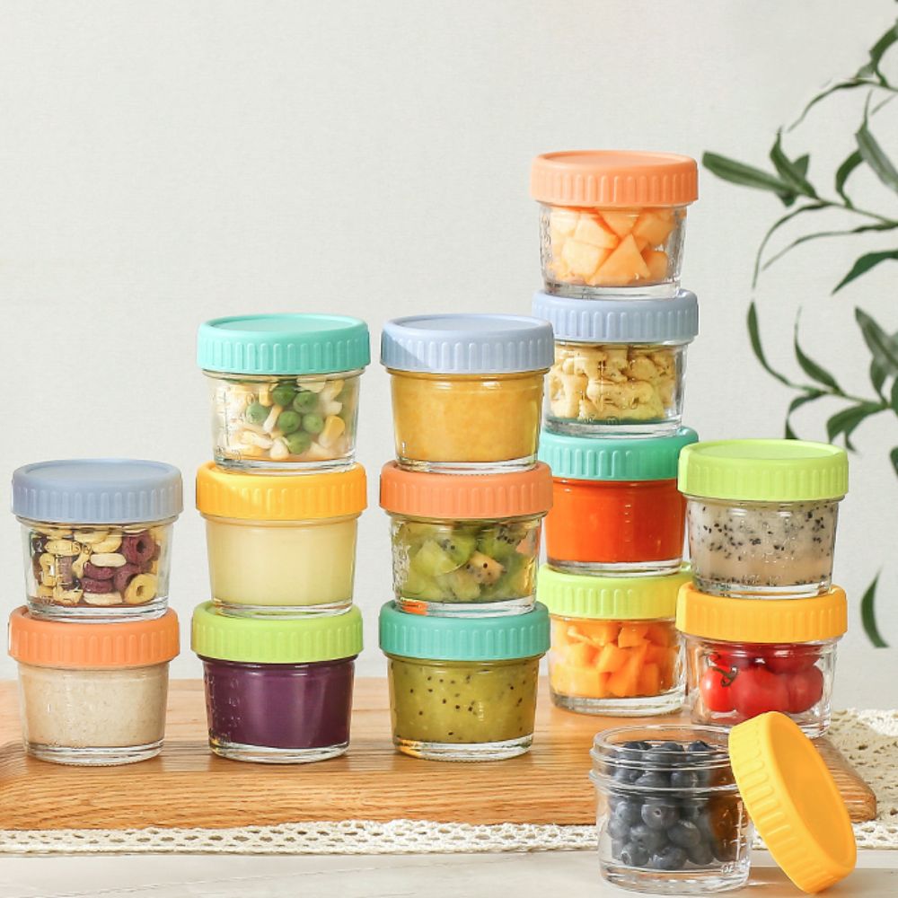 6個入りガラス製ベビーフードジャー、再利用可能、蓋付き、ディ - Baby Food Jars のレビューと価格