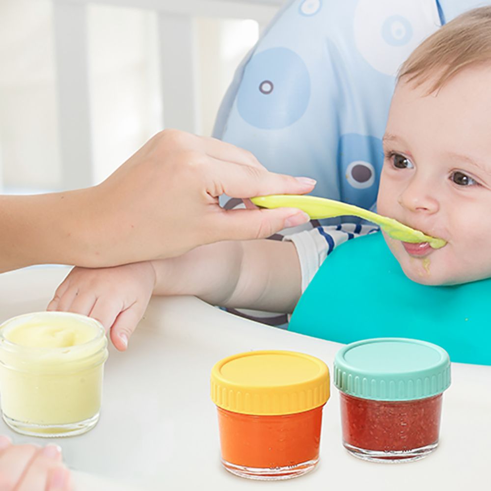 6個入りガラス製ベビーフードジャー、再利用可能、蓋付き、ディ - Baby Food Jars のレビューと価格