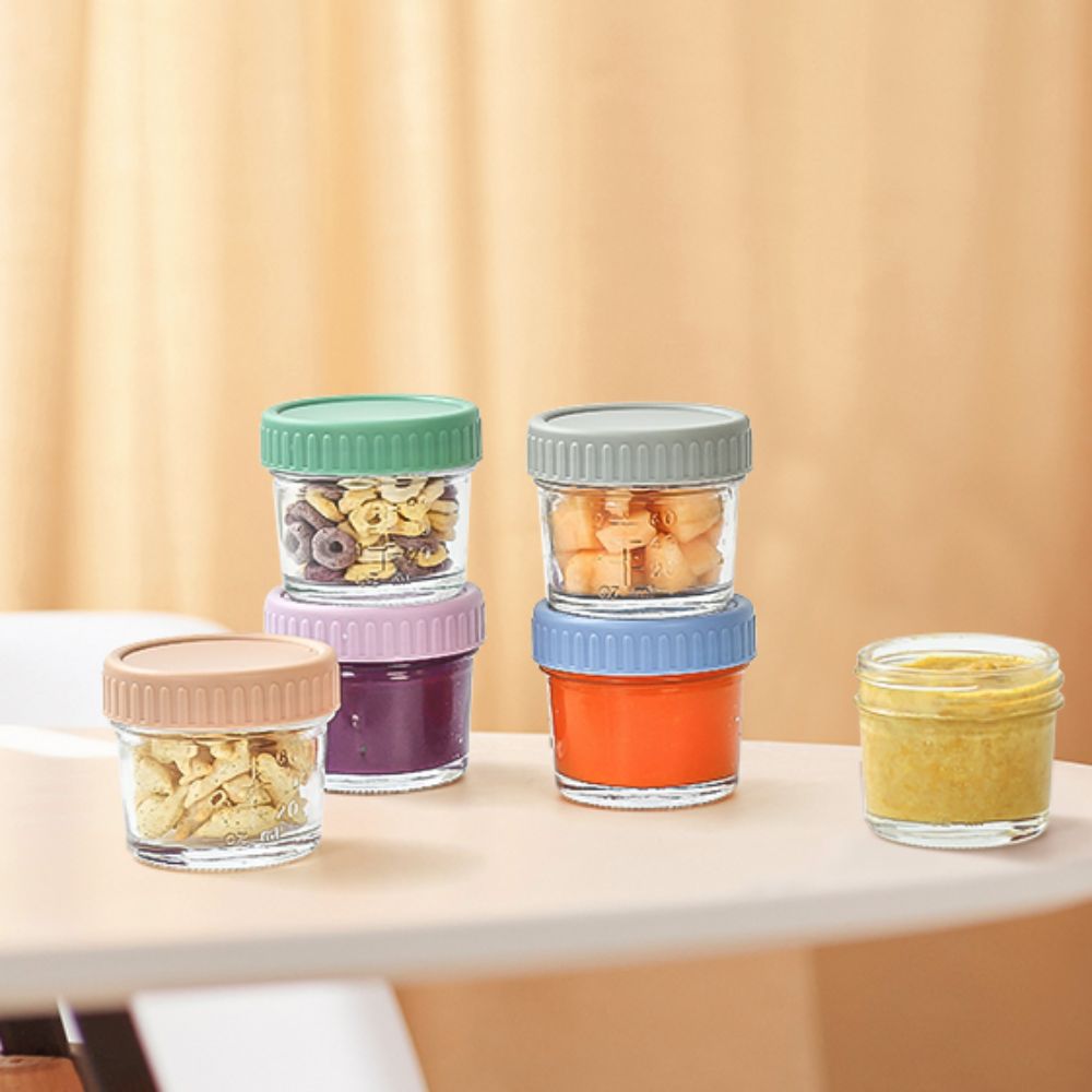 6個入りガラス製ベビーフードジャー、再利用可能、蓋付き、ディ - Baby Food Jars のレビューと価格