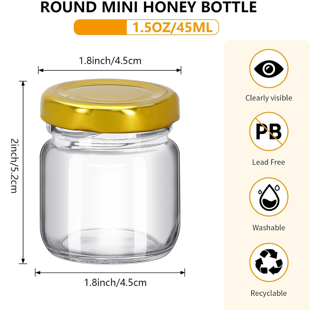 1.5オンスの丸型ミニクリアハニーポット、結婚式の引き出物、 - Baby Food Glass Jars のレビューと価格