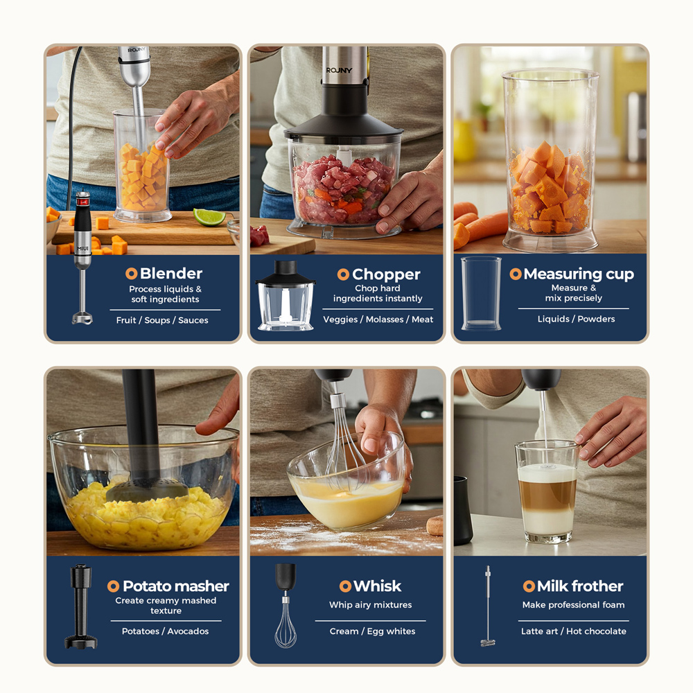 6 in 1 1200Wパワフルハンドブレンダーセット、プロ - Baby Food Healthy のレビューと価格