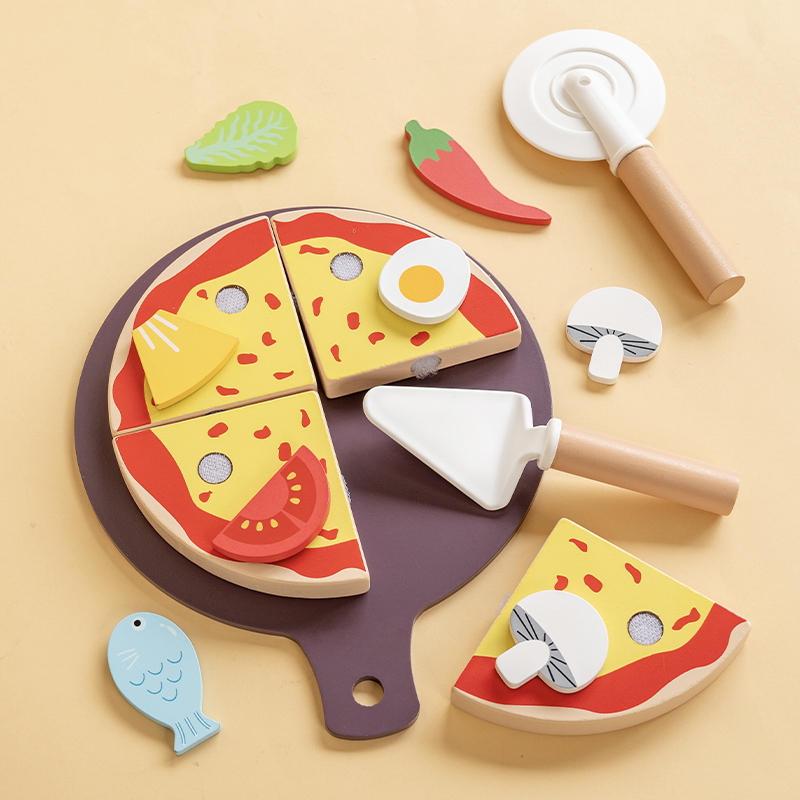 子供用ピザカットおもちゃ モンテッソーリごっこ遊びピザセット - Baby Food Under 1 Year のレビューと価格