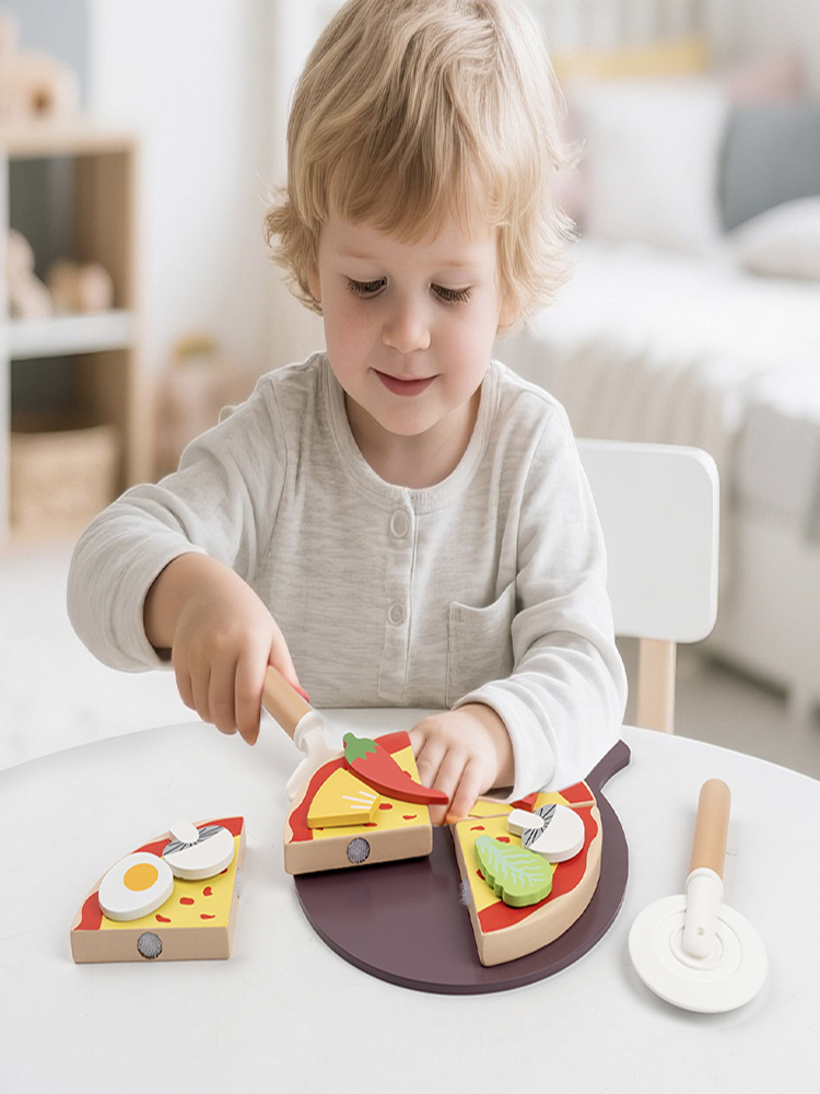 子供用ピザカットおもちゃ モンテッソーリごっこ遊びピザセット - Baby Food Under 1 Year のレビューと価格