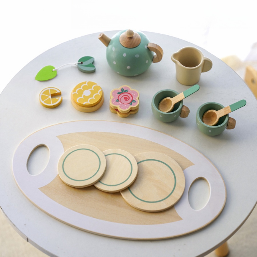 女の子向け木製ティーセット 木製おもちゃ 幼児用ティーセット - Baby Food Under 1 Year のレビューと価格