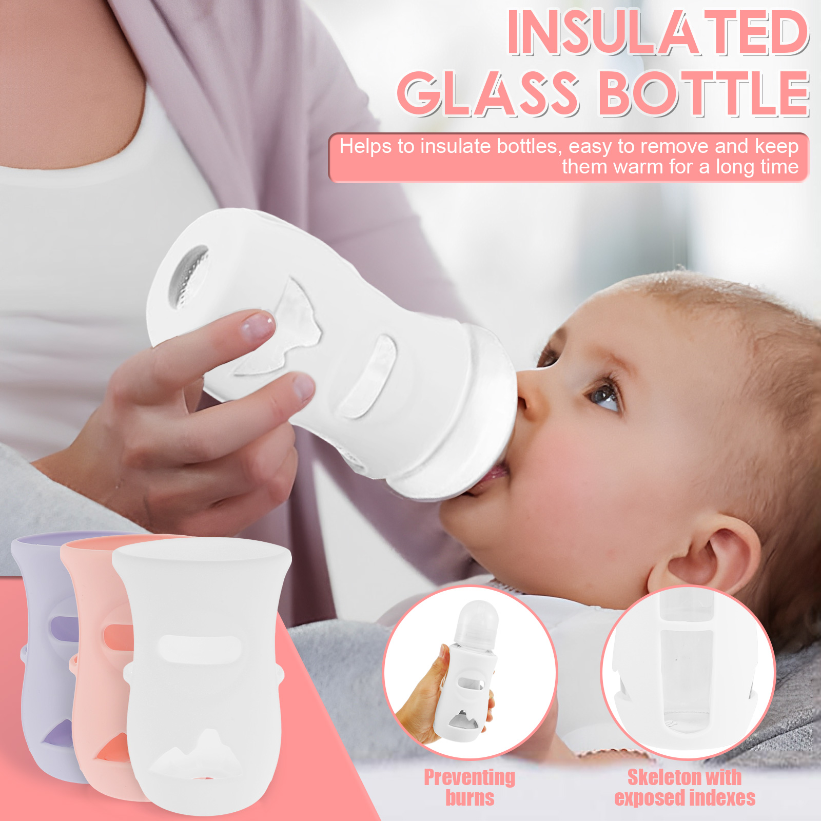 シリコンスリーブ シリコン哺乳瓶カバー 断熱ガラスボトル A - Baby Food Jars のレビューと価格