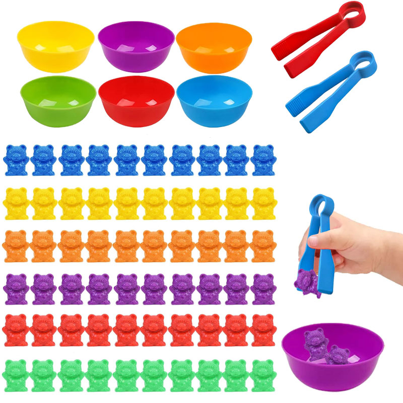クマの数え合わせゲーム 色分類ボウル ピンセット 就学前学習 - Baby Food Game のレビューと価格