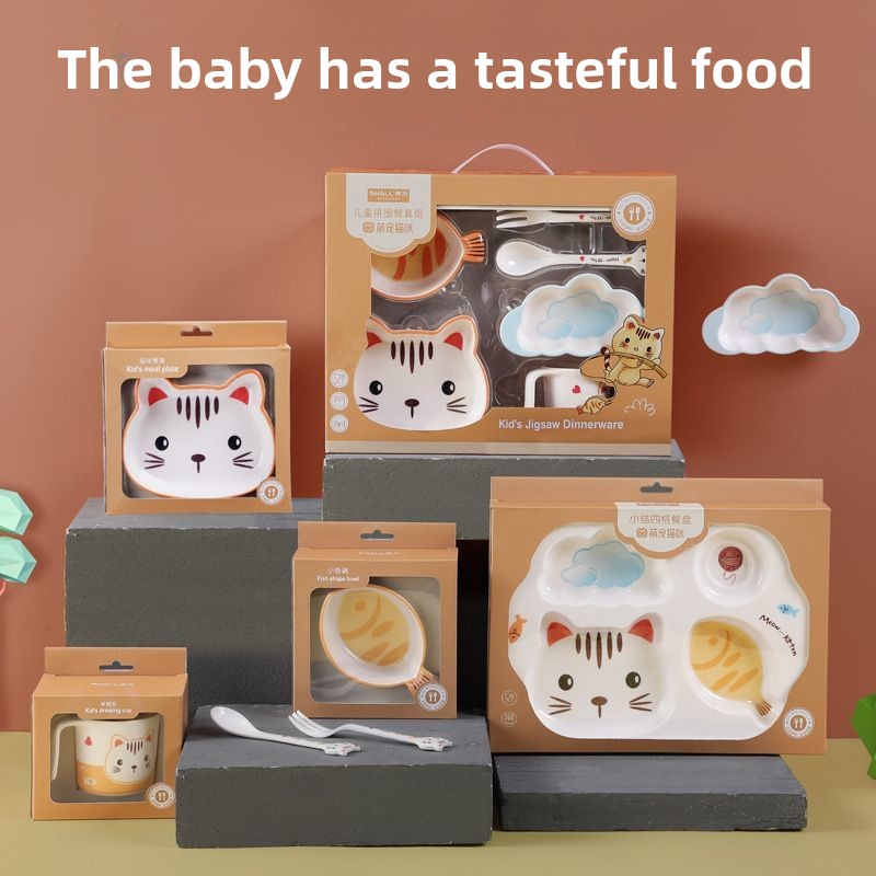 漫画の子猫の子供用食器ギフトボックスセット、子供用の特別な仕 - Baby Food Kitten のレビューと価格