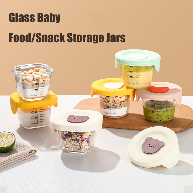 ふた付きベビーフード収納ジャー、幼児用の漏れ防止スナックピュ - Baby Food Glass Jars のレビューと価格