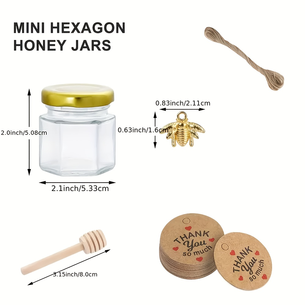 1.5オンス、六角形ミニガラス製ハニーポット - 12/24 - Baby Food Glass Jars のレビューと価格